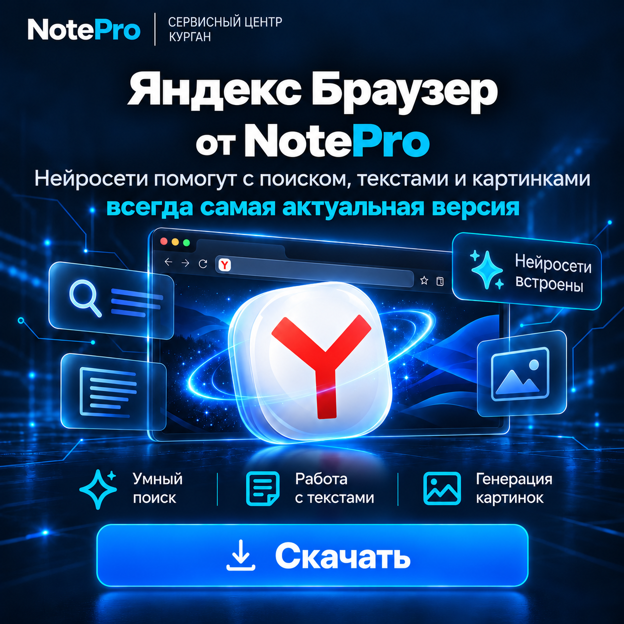 Яндекс Браузер с нейросетями от NotePro: поиск, тексты, картинки